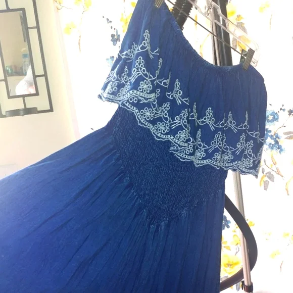 blue dress for baby girl Elan V-neck Midi Dress in Blue Tuscany Floral – Crush Boutique main image 1